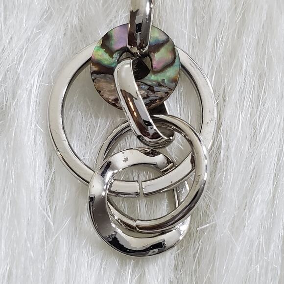 NEW Women's Circle Drop Silver-Tone Link Dangle Earring - Picture 3 of 5